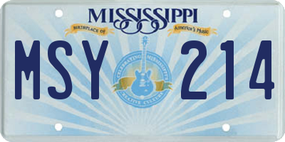 MS license plate MSY214