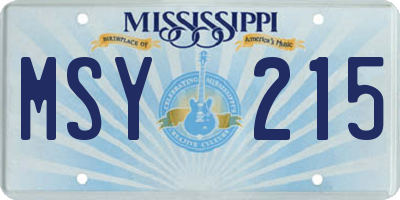 MS license plate MSY215