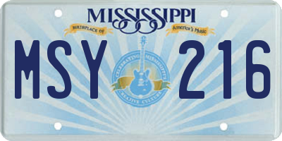 MS license plate MSY216
