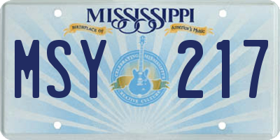 MS license plate MSY217