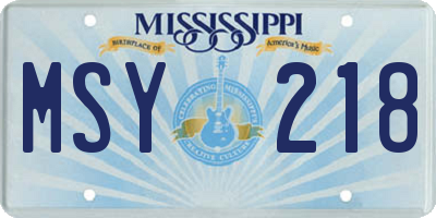 MS license plate MSY218