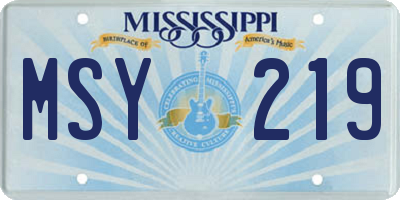 MS license plate MSY219