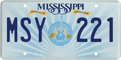 MS license plate MSY221