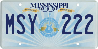 MS license plate MSY222