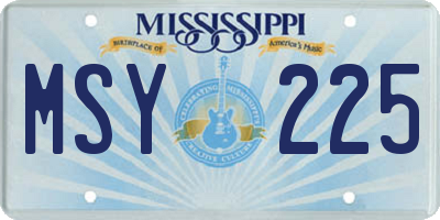 MS license plate MSY225