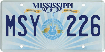MS license plate MSY226