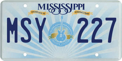 MS license plate MSY227