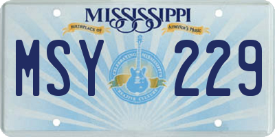 MS license plate MSY229