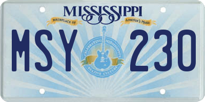 MS license plate MSY230