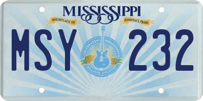 MS license plate MSY232