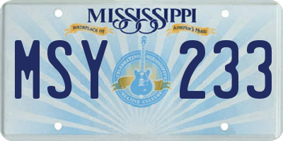 MS license plate MSY233