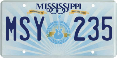 MS license plate MSY235