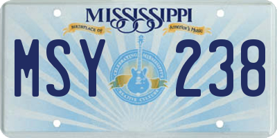 MS license plate MSY238