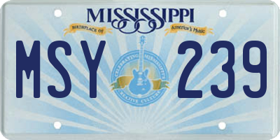 MS license plate MSY239