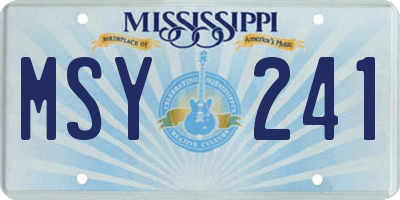 MS license plate MSY241