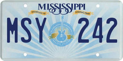 MS license plate MSY242