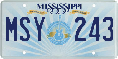 MS license plate MSY243
