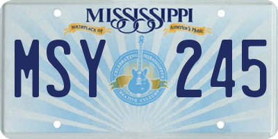 MS license plate MSY245