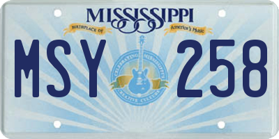 MS license plate MSY258