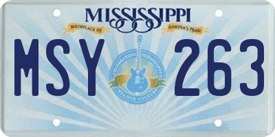 MS license plate MSY263