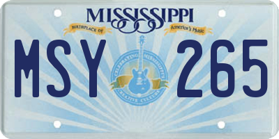 MS license plate MSY265