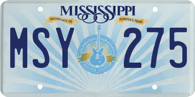 MS license plate MSY275