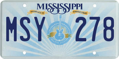 MS license plate MSY278
