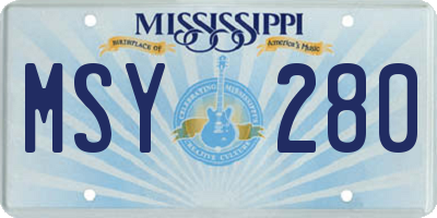 MS license plate MSY280