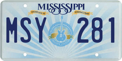 MS license plate MSY281