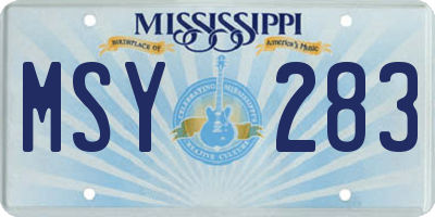 MS license plate MSY283