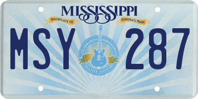 MS license plate MSY287