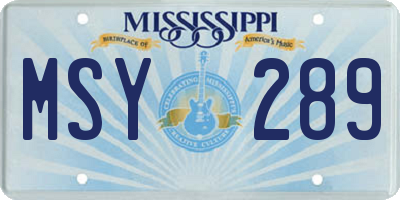 MS license plate MSY289