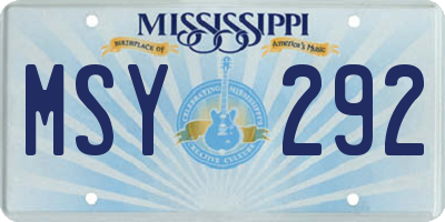 MS license plate MSY292