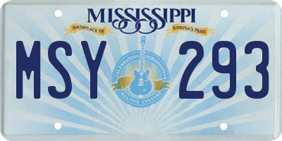MS license plate MSY293