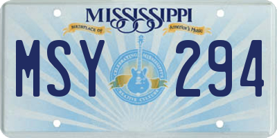 MS license plate MSY294
