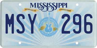 MS license plate MSY296
