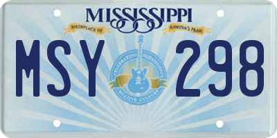 MS license plate MSY298