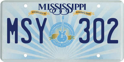 MS license plate MSY302