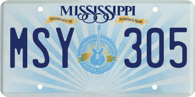 MS license plate MSY305