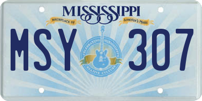 MS license plate MSY307