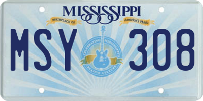 MS license plate MSY308