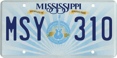 MS license plate MSY310