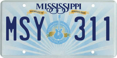 MS license plate MSY311
