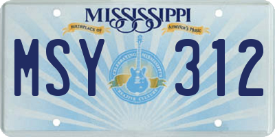 MS license plate MSY312