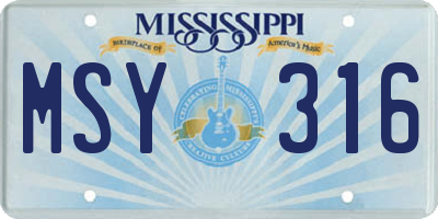 MS license plate MSY316