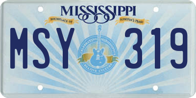 MS license plate MSY319