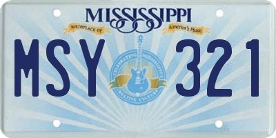 MS license plate MSY321