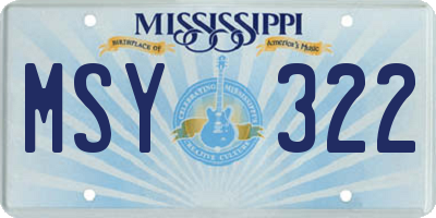 MS license plate MSY322