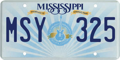 MS license plate MSY325