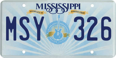 MS license plate MSY326